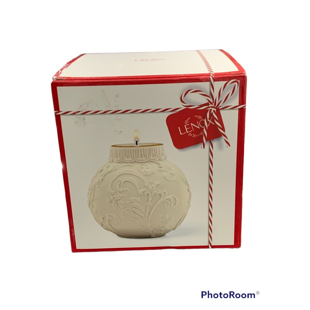 Lenox Ornamental Glow Holly  Votive Scrollwork Candle With Tea Light #879221 NIB